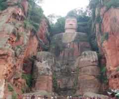 Upward view of Stone Buddha